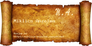 Miklics Anzelma névjegykártya